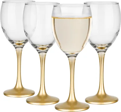 Produktbild von GLASMARK® Weinglas mit goldenem Bein 4-Set 300 ml Große (max. 325 ml) 4 Stück Rotweingläser Weinkelch Weinglas VINO auf Fuß - Hochwertige Qualität