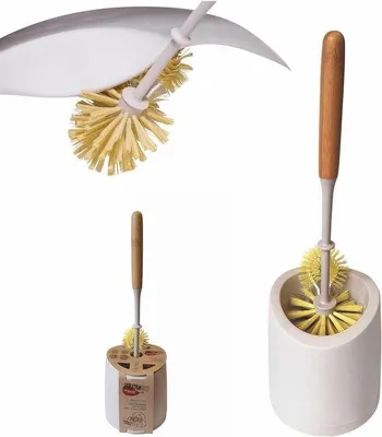 Imagen del producto de Cepillo de inodoro de bambú con cerdas marrones y blancas
