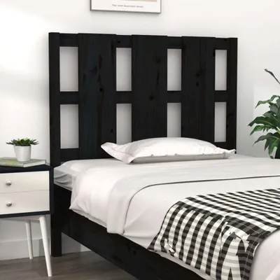 Produktbild von vidaXL Kopfteil Schwarz 105,5x4x100 cm Massivholz Kiefer - Kopfteil - Kopfteile - Bettkopfteil - Holzkopfteil