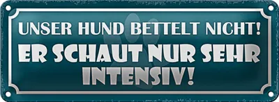 Produktbild von Blechschild Spruch 27x10cm unser Hund bettelt nicht er Dekoration