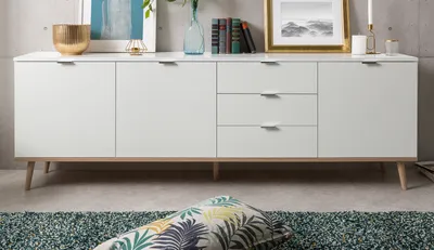 Produktbild von finori Sideboard Göteborg 200 cm weiß Nachbildung Sonoma Eiche Kommode