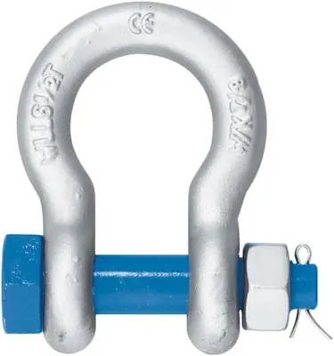 Produktbild von Hochfeste Schäkel mit Mutter und Splint, Tragfähigkeit 1,5 t, geschweift