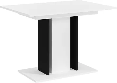 Produktbild von MEBLINI Esstisch Ausziehbar - Esszimmertisch Modern - Küchentisch - Säulentisch - Ausziehtisch - Dining Table - Esszimmertische - 100-140x60x75cm - WOOD MINI - Weiß Matt/Schwarz Matt