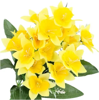 Produktbild von Dekolo Künstliche Blumensträuße Dekoration Zierpflanze Deko Narzissen Gelb 35cm