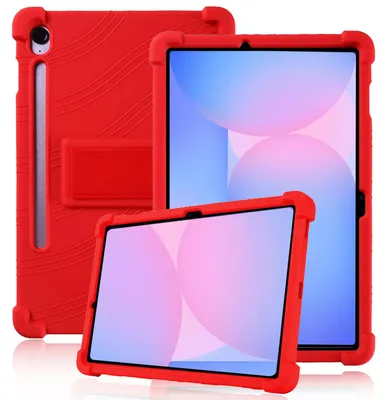 Produktbild von Tablet Hülle für Samsung Galaxy Tab S8 11", Stoßfeste Weiches Silikon Schutzhülle mit Standfunktion Rot