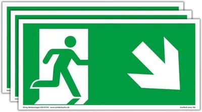 Produktbild von 3 Schilder Notausgang extra langnachleuchtend | PVC selbstklebend 297x148mm |...