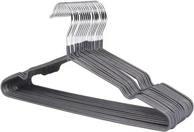 Productafbeelding van Famanu set van 25 kledinghangers - Robuuste, ruimtebesparende metalen hangers met antislipcoating (grijs)