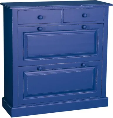 Produktbild von Casa Padrino Landhausstil Massivholz Schuhschrank Antik Blau 103 x 35 x H. 105 cm - Landhausstil Garderobenmöbel