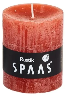Produktbild von Spaas rustikale Zylinderkerze/Stumpenkerze - 1x - orange - 7 x 8 cm