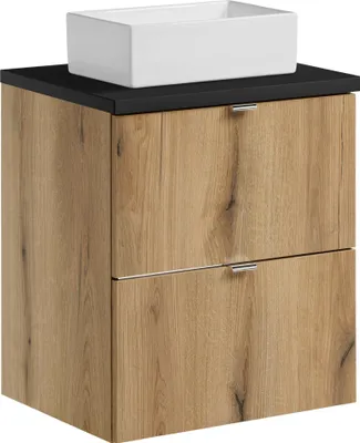 Obrázek produktu pro Koupelnová skříňka 50 cm s umyvadlem na desce a černou deskou