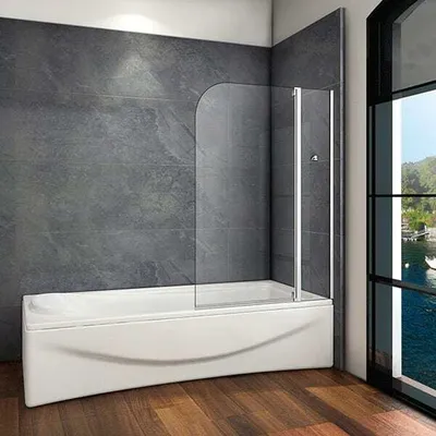 Produktbild von 100x140cm Badewanneaufsatz Drehen 180°Duschwand Trennwand Duschabtrennung 4mm Glas