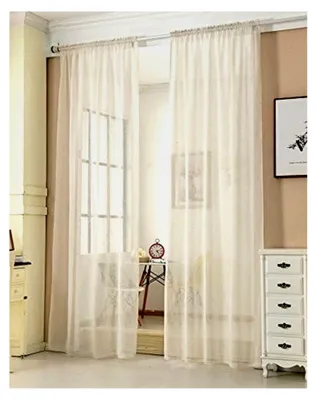 Produktbild von 2er Set Gardinen, Vorhänge für Wohnzimmer, Kinderzimmer und Schlafzimmer, mit Kräuselband, Leinenoptik, halbtransparent, 140 x 245 cm, Creme