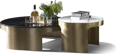 Immagine prodotto di Elegante tavolino in marmo con acciaio inossidabile dal design moderno