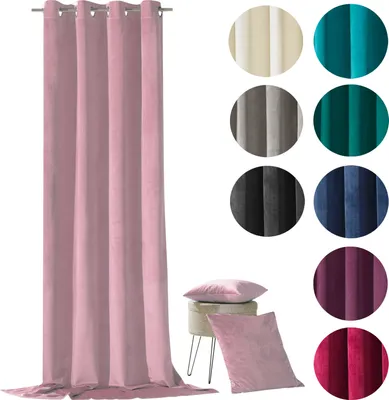 Produktbild von heimtexland ® Velour Samt Vorhang Kissenhülle Deko Kissen Gardine Typ641 Ösenschal HxB 245x135 cm Altrosa