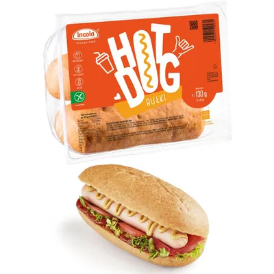 Produktbild von INCOLA Glutenfreie Hot-Dog-Brötchen 2×65 g (130 g) – laktosefrei, sojafrei, weizenfrei