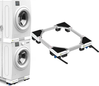 Produktbild von NIUXX Universal-Waschmaschinenbasis mit Roller Transportroller, Anti-Vibrationsfunktion, Einstellbare Bremsen, Größenverstellbar für 42-69 cm gestapelte Waschmaschinen und Trockner, Belastbarkeit 400 kg