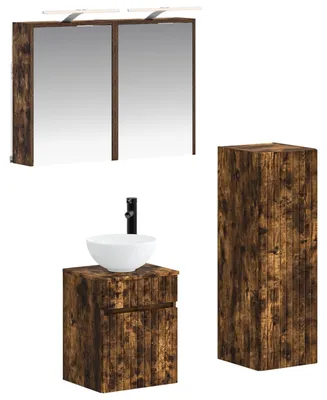 Produktbild von vidaXL Badezimmermöbel-Set 4 stk. Geräucherte Eiche