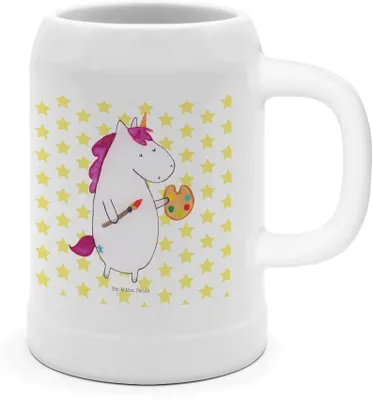 Produktbild von Mr. & Mrs. Panda Krug Einhorn Künstler - Weiß - Geschenk, Bier Seidel, Steinkrug, Deko, Humpen, Maler, Bierhumpen, Malen, Einhörner, Welt