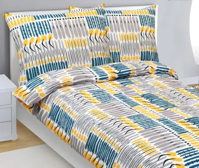 Obrázok produktu pre Krepová posteľná bielizeň – modrá, žltá – 140x200, 70x90