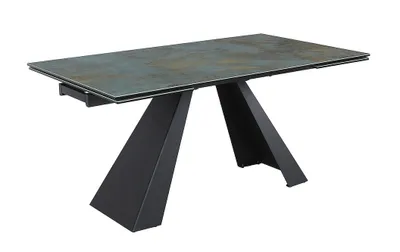 Produktbild von Ausziehbarer Esstisch GEDEON 1 - 160x90, Türkis/Mattschwarz
