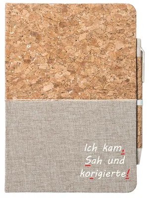 Produktbild von Huuraa Notizbuch A5 Kam Sah und korigierte Korrektur 80 Blatt inkl. Kugelschreiber Tagebuch Geschenkidee
