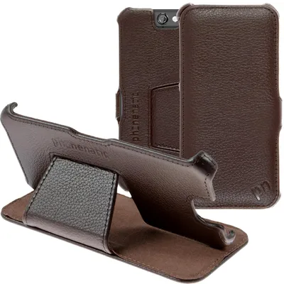 Produktbild von PhoneNatic Echt-Lederhülle kompatibel mit HTC One A9 - Leder-Case braun + Glasfolie