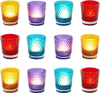 Image de lot de 12 verres à bougie décoratifs pour rebord de fenêtre Porte-bougie Alian