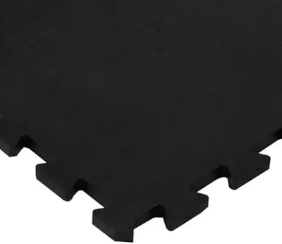 Produktbild von Gummi-Bodenfliese in Schwarz, 12 mm, 100x100 cm, stoßdämpfende Matte für Bodenschutz und rutschfeste Unterlage