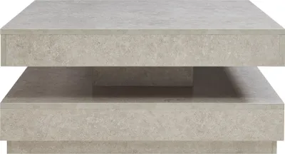 Produktbild von Couchtisch 'Florenz' Wohnzimmertisch quadratisch 76 x 76 x 38 cm drehbare Tischplatte Betonoptik, hell