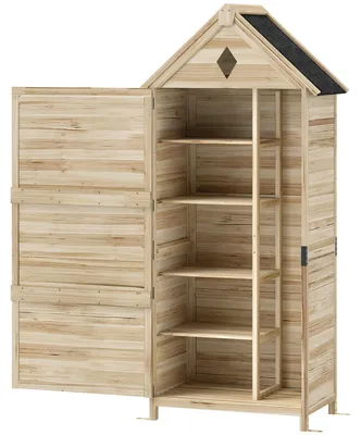 Immagine prodotto di Casetta da giardino in legno con 4 ripiani, tetto impermeabile | Colore: legno naturale | Dimensioni: 80x49x170 cm