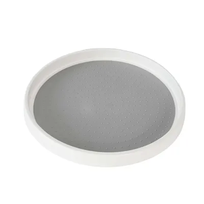 Image de Intirilife Plateau tournant 360 degrés en blanc - gris - 29.5 x 3 cm - Plateau tournant rond antidérapant pour épices Porte-épices organisateur rotatif pour réfrigérateur cuisine