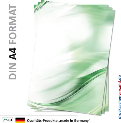 Produktbild von Motivpapier Briefpapier (Muster-5083, DIN A4 100 Blatt) modern geschwungenes Papier Kurven abstrakt grün Hintergrund Kunst
