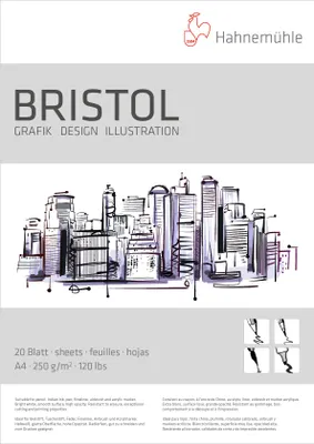 Produktbild von Hahnemühle Bristol Zeichenpapier - 250 g/m² - DIN A4 - 20 Blatt