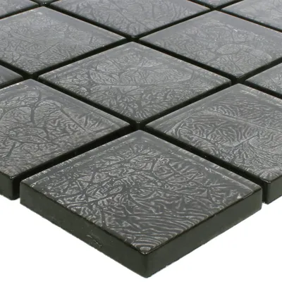 Produktbild von Mosaikfliesen Glas Kandila Schwarz 48x48x8mm