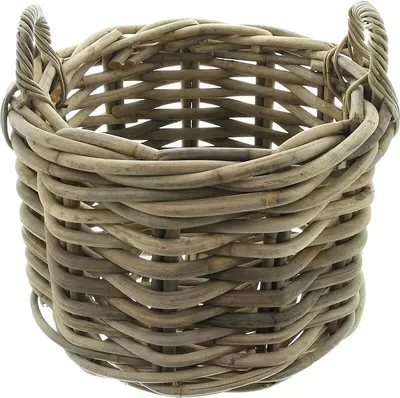 Produktbild von großer Rattankorb "Rustikal" Ø 50 cm, Rattan Aufbewahrungskorb, Brennholzkorb, Spielzeugkorb, Übertopf