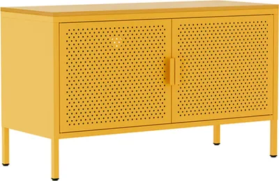 Immagine prodotto di Credenza moderna a 2 ante L100 cm in metallo giallo - Oviala Punchy