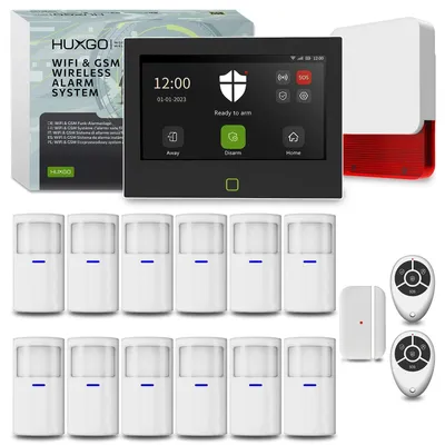 Produktbild von HUXGO Alarmanlage WLAN GSM 4G HXA700 mit Sirene 12x PIR 1x Türkontakt