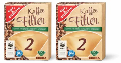 Kaffeefilter Größe 2, 100 Stück, ungebleicht, für kleine Maschinen