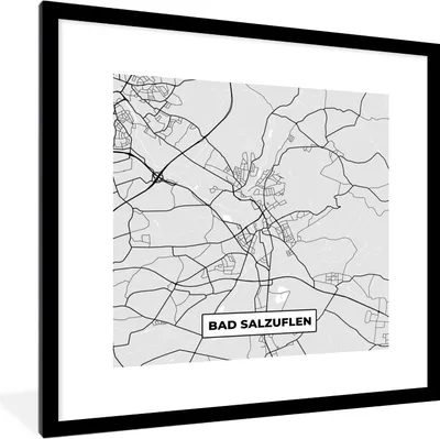 Produktbild von MuchoWow® Gerahmtes Poster Stadtplan - Karte von Bad Salzuflen - Deutschland - Karte 40x40 cm - Poster mit Schwarzem Bilderrahmen Wandposter Rahmen Foto Bilder - Poster - Plakat im Rahmen