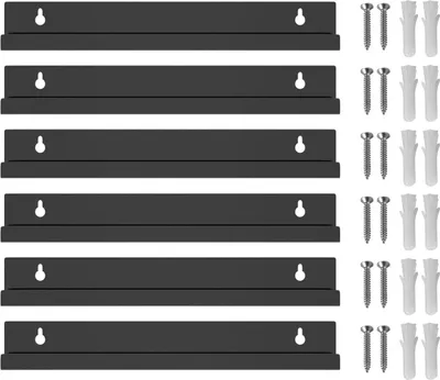 Produktbild von Famanu Wandhalterung für Vinylplatten - 6 Stück - Schwarz - Schwimmende Regale