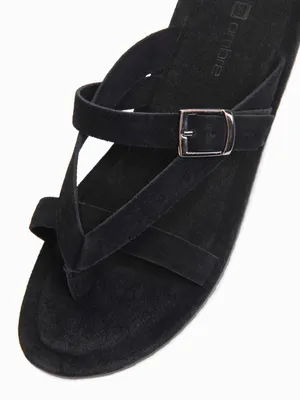 Image de Mules OMBRE à bride réglable et en cuir OM-FOSF-0253 noir 40