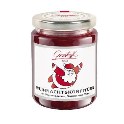 Produktbild von Grashoff Weihnachtskonfitüre mit Preiselbeeren Orange und Zimt 250g