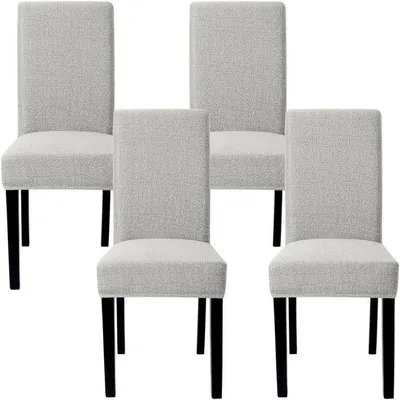 Image de Housses stretch pour chaises Unyqoos® – lot de 4, élastiques, amovibles et lavables, en Élasthanne/polyester, adaptées à une hauteur de dossier de 43 à 58 cm et une largeur d'assise de 35 à 45 cm