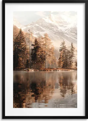 Produktbild von Beigefarbene Poster Bilder für die Wand im Schlafzimmer oder Wohnzimmer Herbstwald 70x100