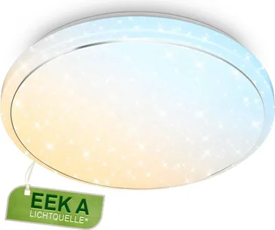 Image de Briloner Star A Plafonnier LED, CEE A source lumineuse*, dimmable, télécommande, contrôle de la température de couleur CCT, blanc, Ø48 x 8 cm