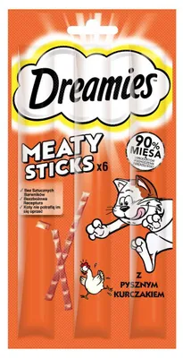 Produktbild von Dreamies Leckerli 30g Ergänzungsfuttermittel für ausgewachsene Katzen Hähnchen-Sticks