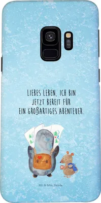 Produktbild von Mr. & Mrs. Panda Samsung Galaxy S9 Handyhülle Pinguin & Maus Wanderer - Eisblau - Geschenk, Roadtrip, Wanderlust, Hülle, Abenteuer, Cover, Wandern, Handy Schutzhülle