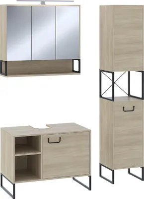 Produktbild von Badmöbel-Set Vicco Vionna Eiche/Schwarz 3 Teile, Model 55365