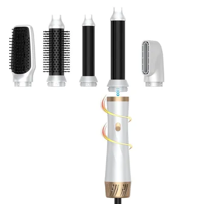 Produktbild von 5-in-1 Ionen-Föhnbürste mit Hochgeschwindigkeitsmotor, 3 Heizstufen & automatischem Lockenaufsatz – Volumen, Glätten & Trocknen