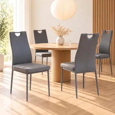 Immagine prodotto di Albatros sedie per sala da pranzo SALERNO set di 4, grigio - Elegante design italiano, sedia imbottita con rivestimento in Pelle finta, moderna ed elegante per il tavolo da pranzo - sedia da cucina, sedia per sala da pranzo, elevata capacità di carico